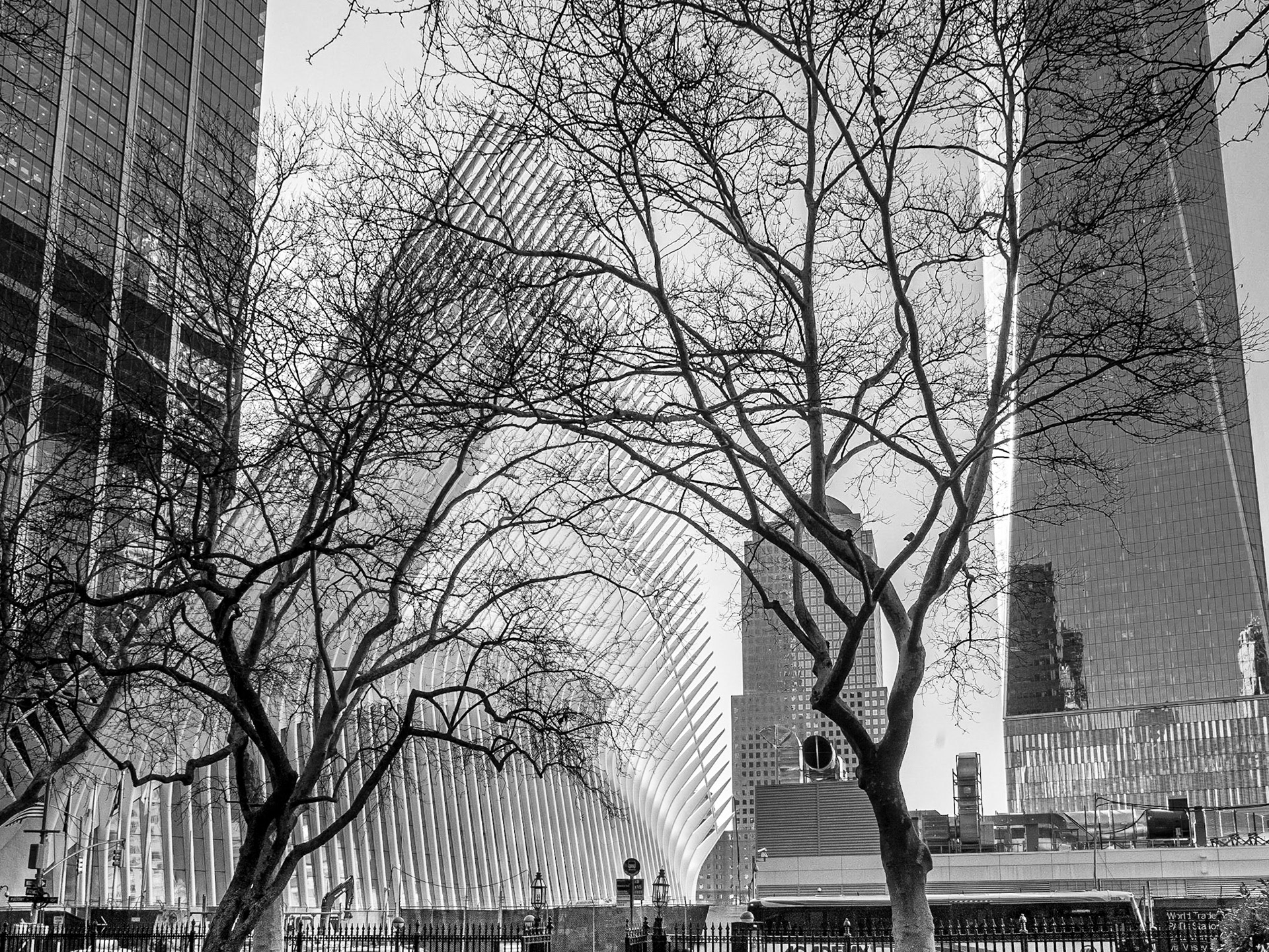 One World Trade Centre from St Paul's Churchyard, Manhattan, 27 Feb 2018