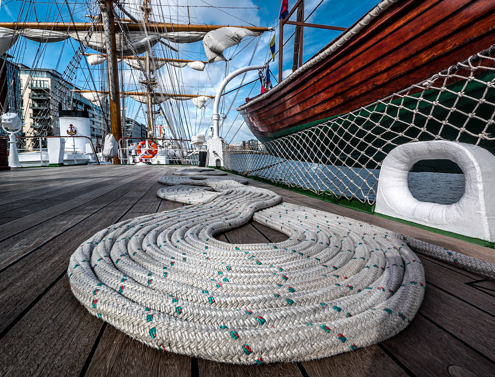 Mexican sailing ship Cuauhtémoc, Sir John Rogerson's Quay, Dublin, 6 Sep 2019