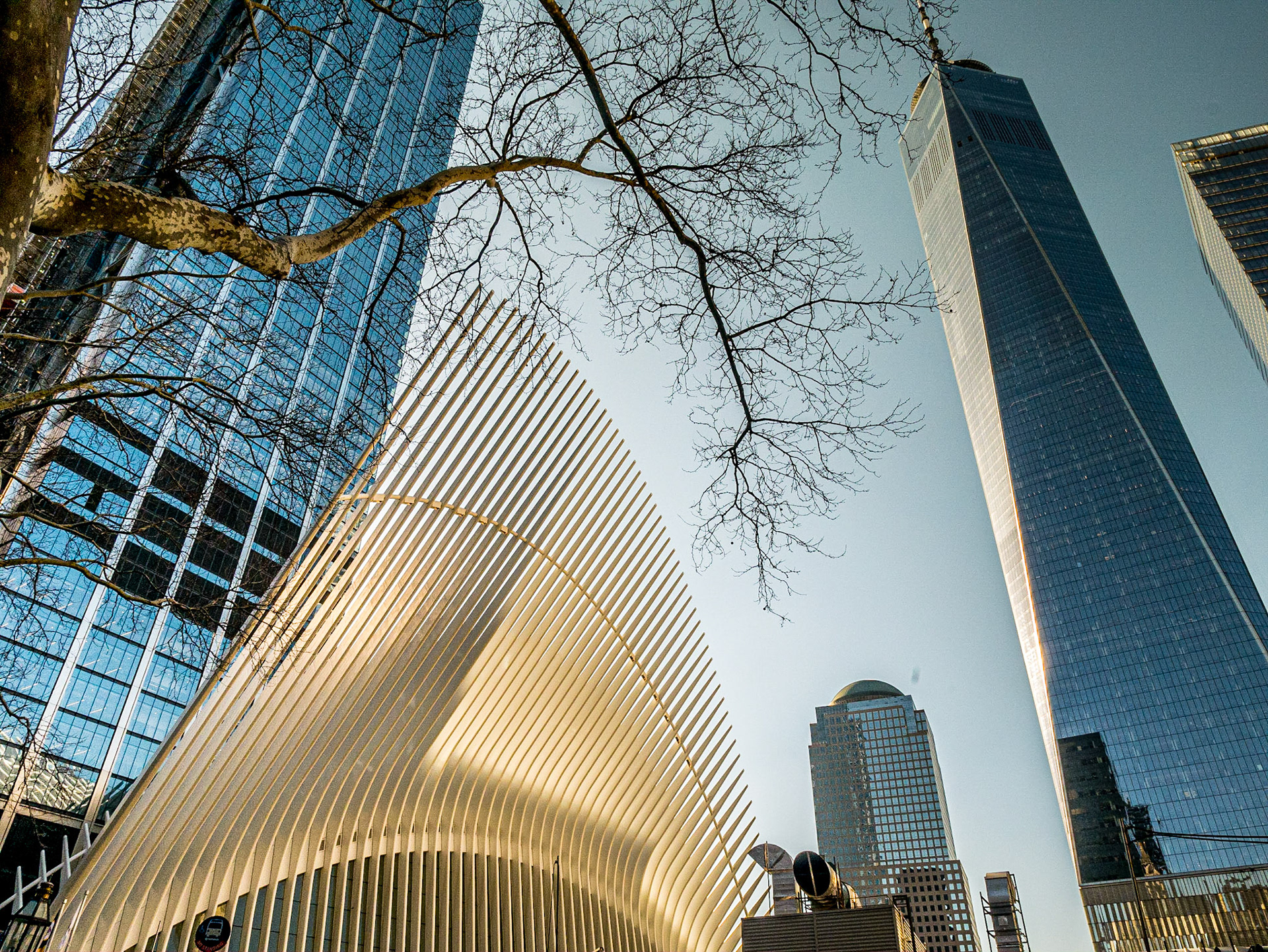 One World Trade Centre from St Paul's Churchyard, Manhattan, 27 Feb 2018