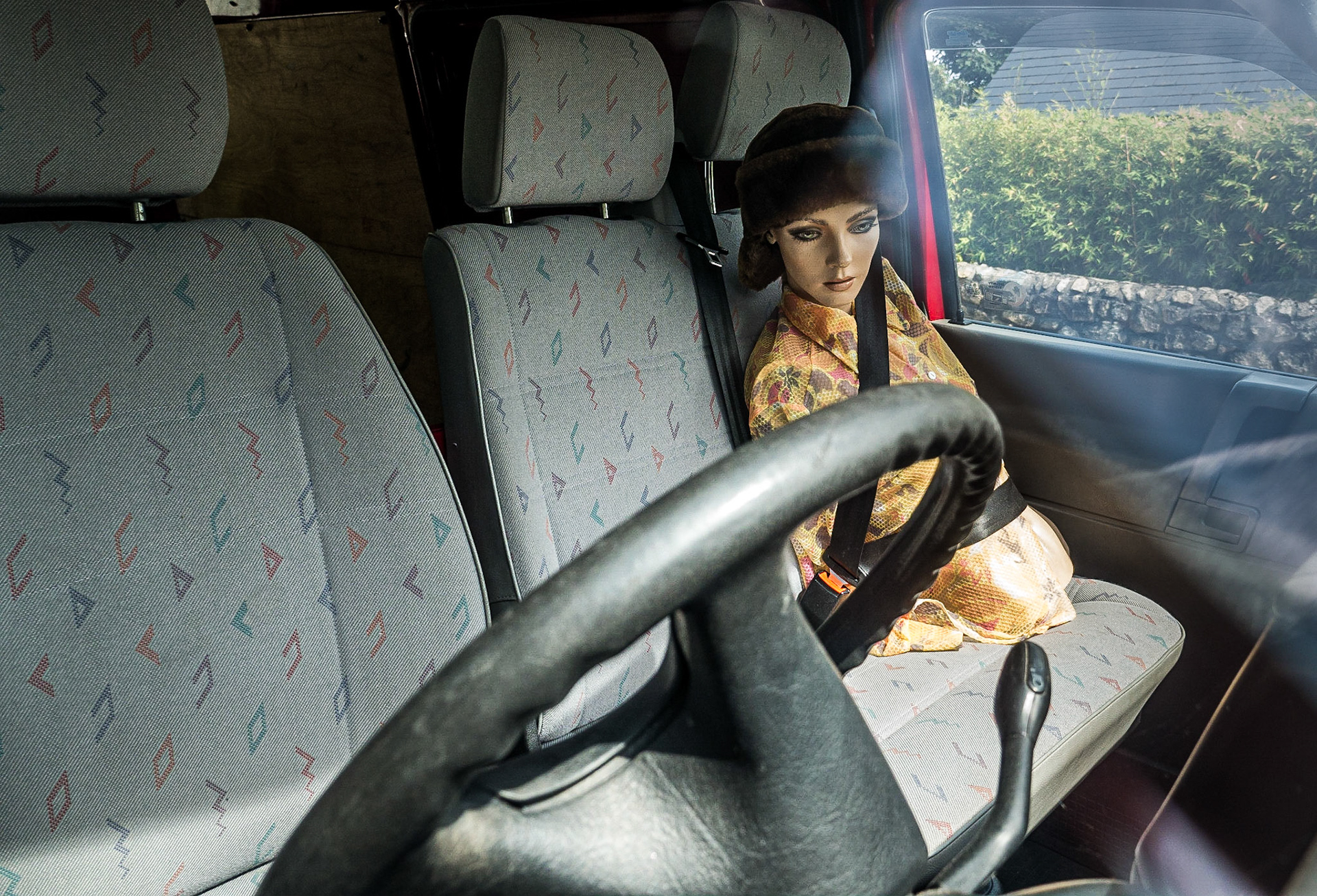 Mannequin in parked van, Seafield Road, Killiney, 21 Aug 2015
