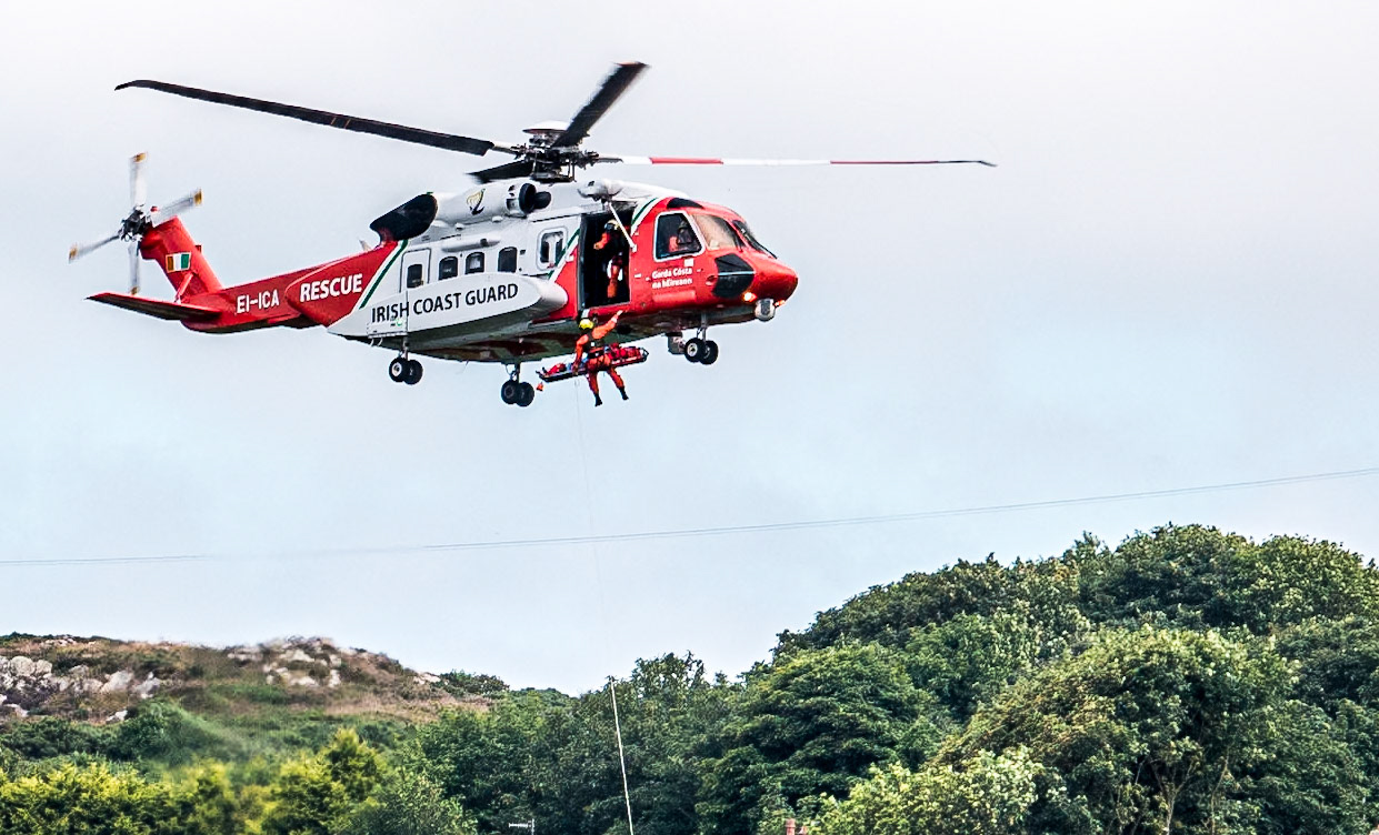 Irish Coast Guard in action - rescue at Balscaddon cliffs, Howth