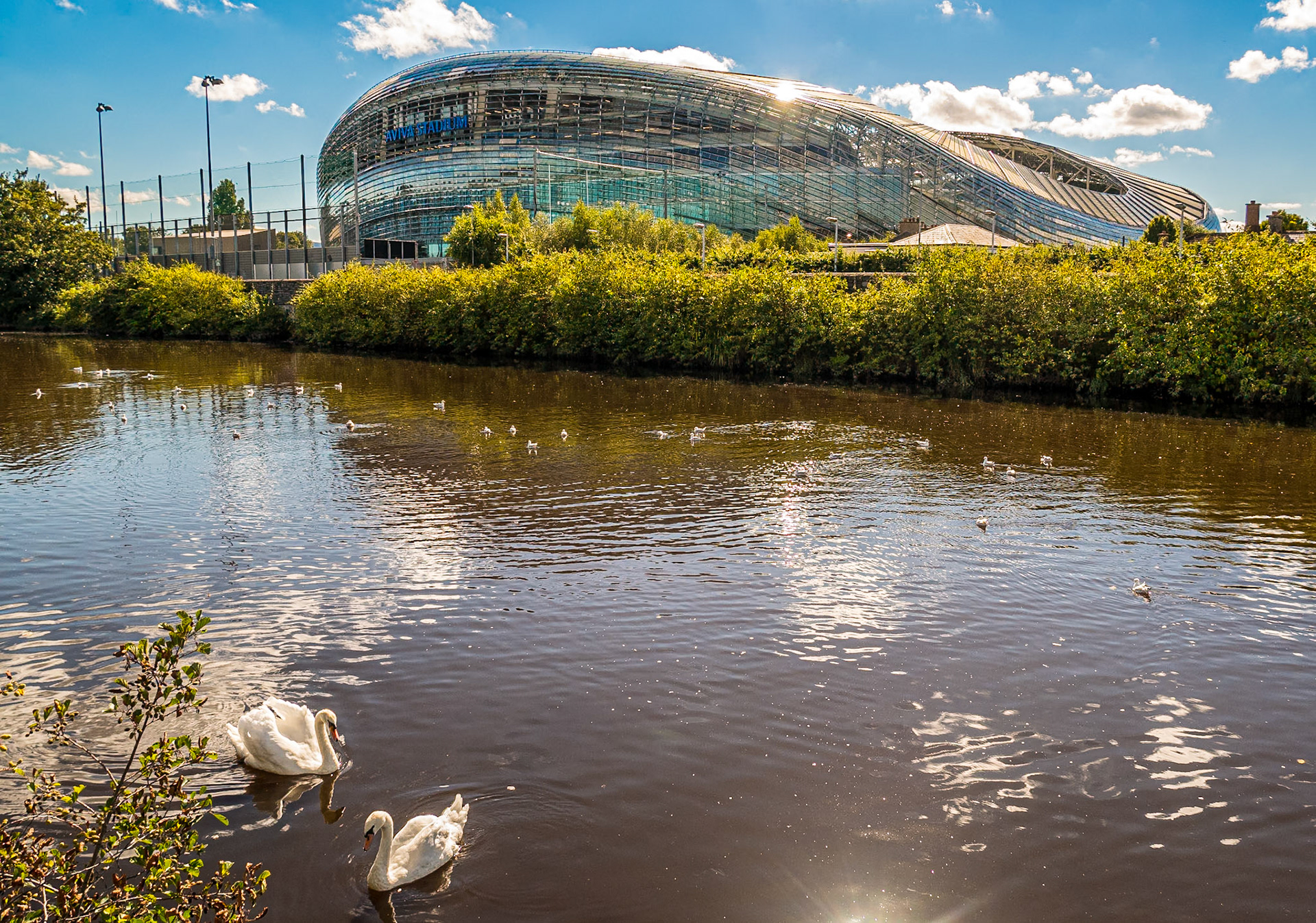 Lansdowne Road Statium and the Dodder river, Dublin, 5 Sep 2016