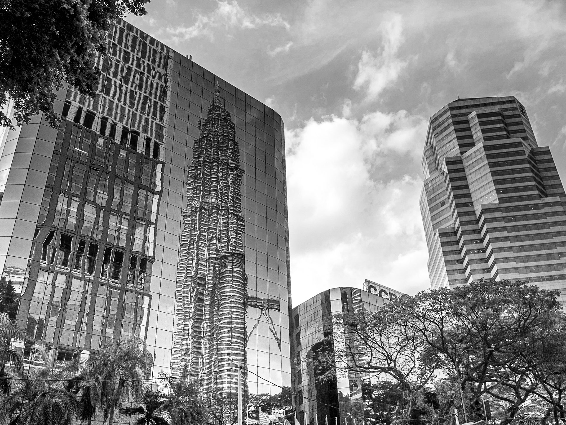 Petronas tower reflected, Jalan Ampang, Kuala Lumpur, 31 May 2017