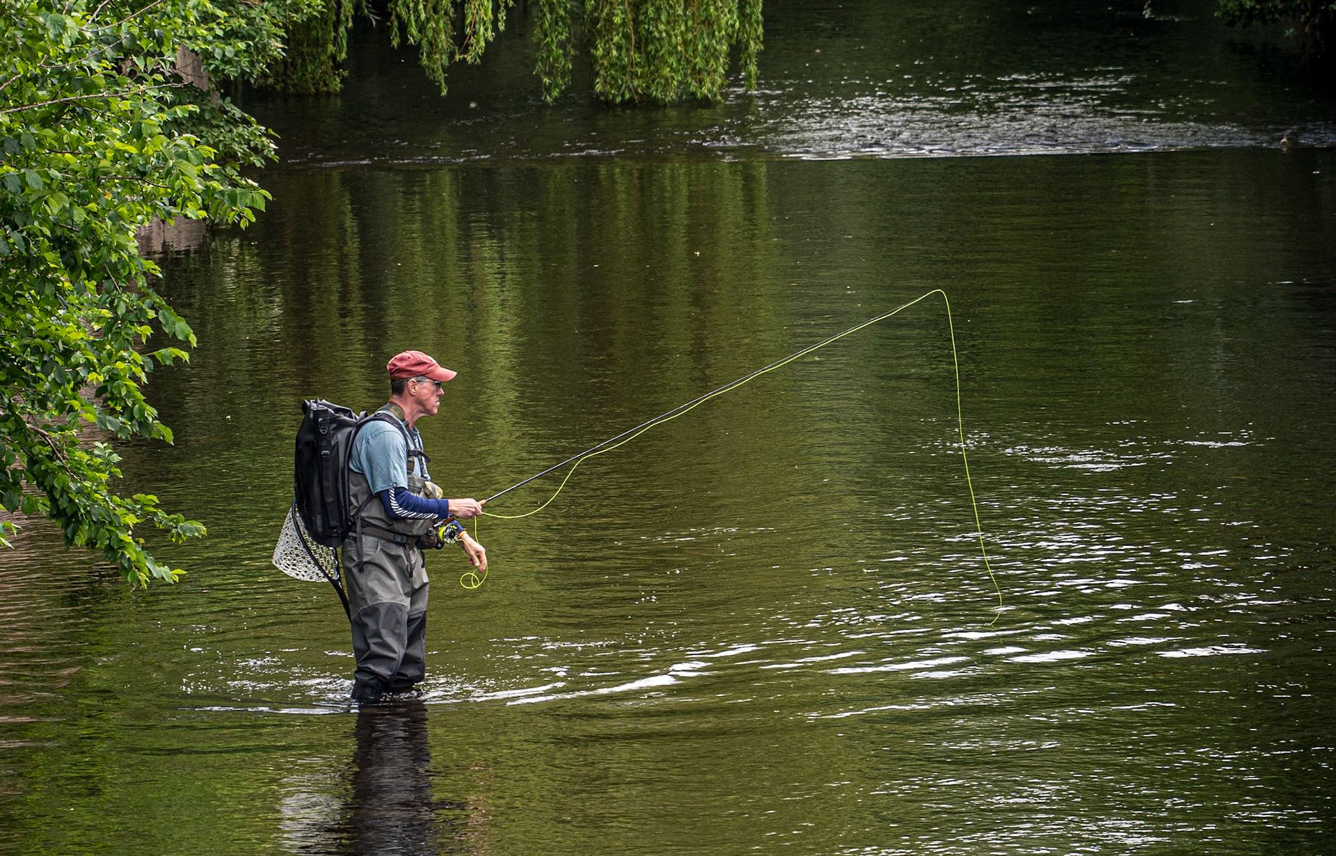 Angling on the Dodder River near Dartry Park, Co Dublin, 4 Jun 2024