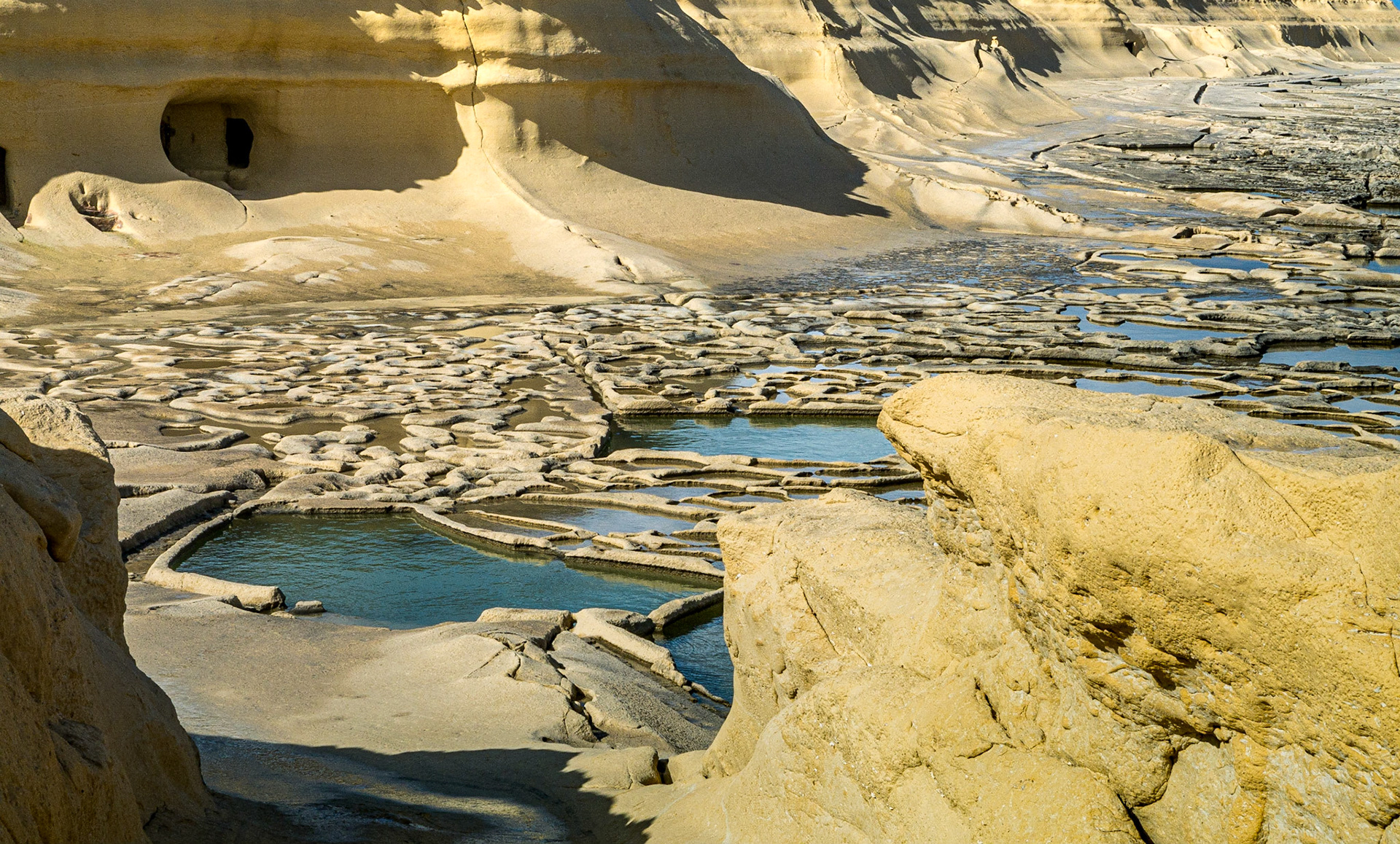 Salt pans near Xwejni Bay, Gozo, 22 Feb 2015