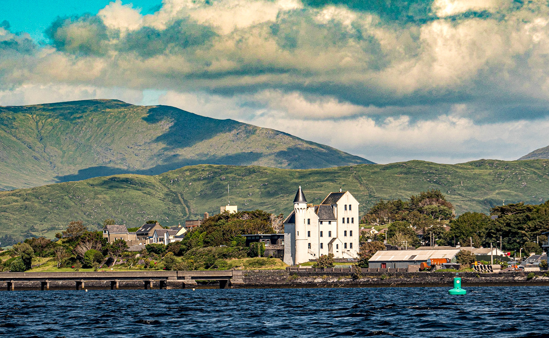 Cahersiveen Barracks (from sailing boat), 16 Jul 2020