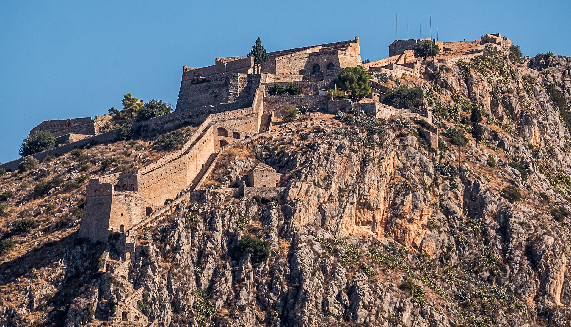Palamidi Castle, from Bourtzi Castle, Nafplio, Greece, 28 Sep 2024