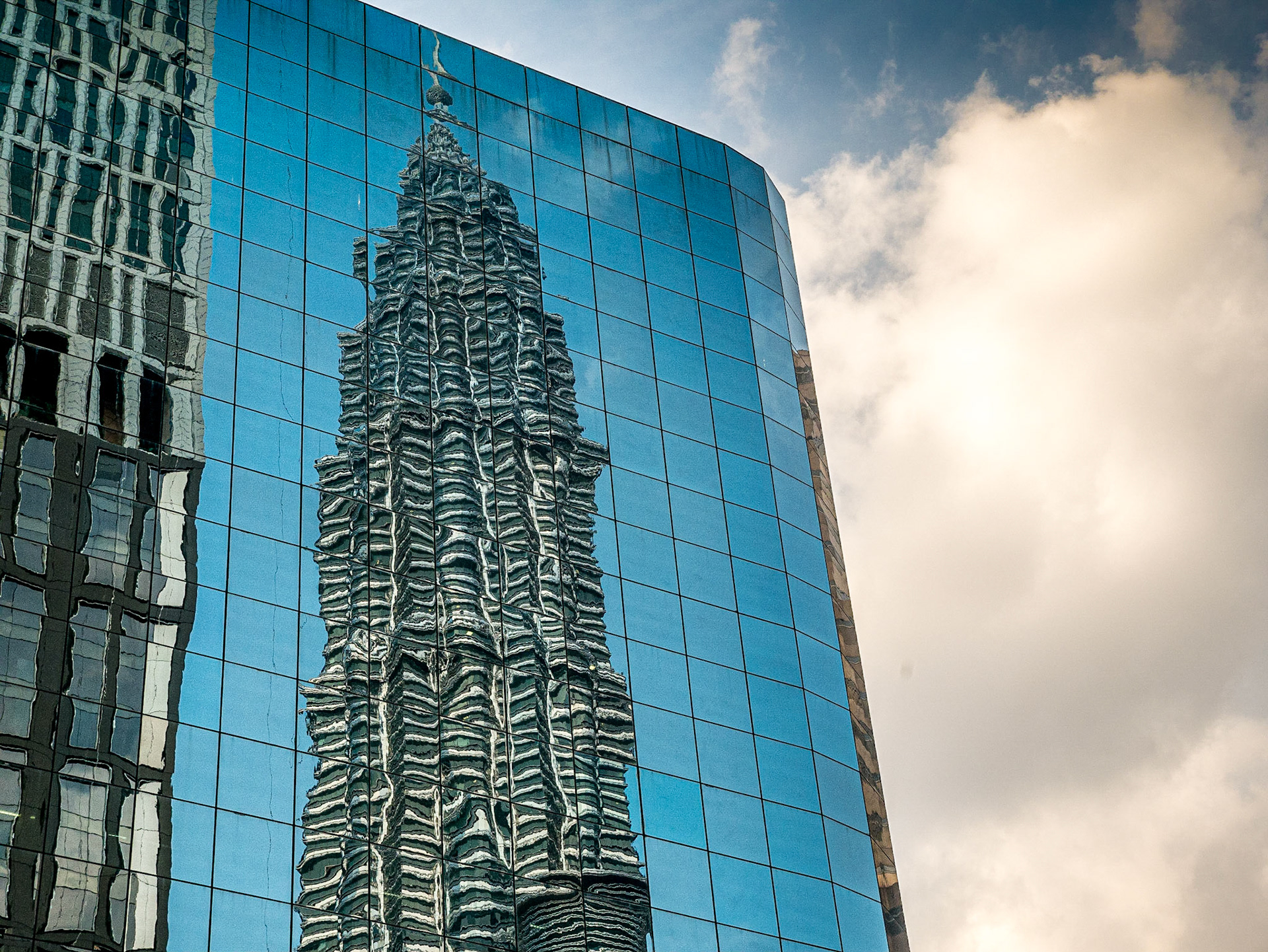 Petronas tower reflected, Jalan Ampang, Kuala Lumpur, 31 May 2017