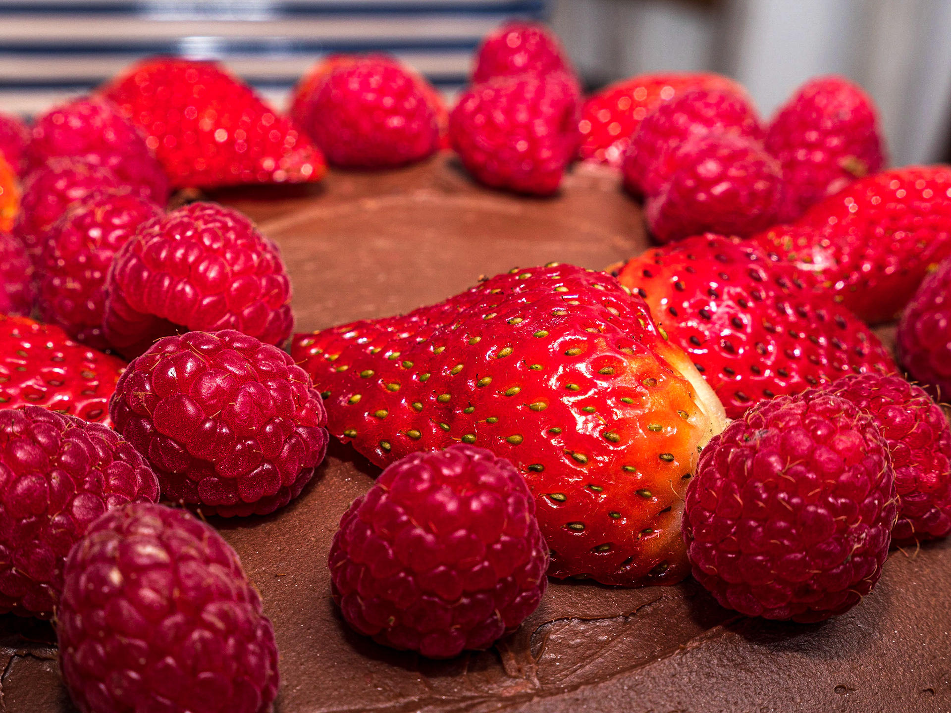 Chocolate cake with fruit, 1 Mar 2020