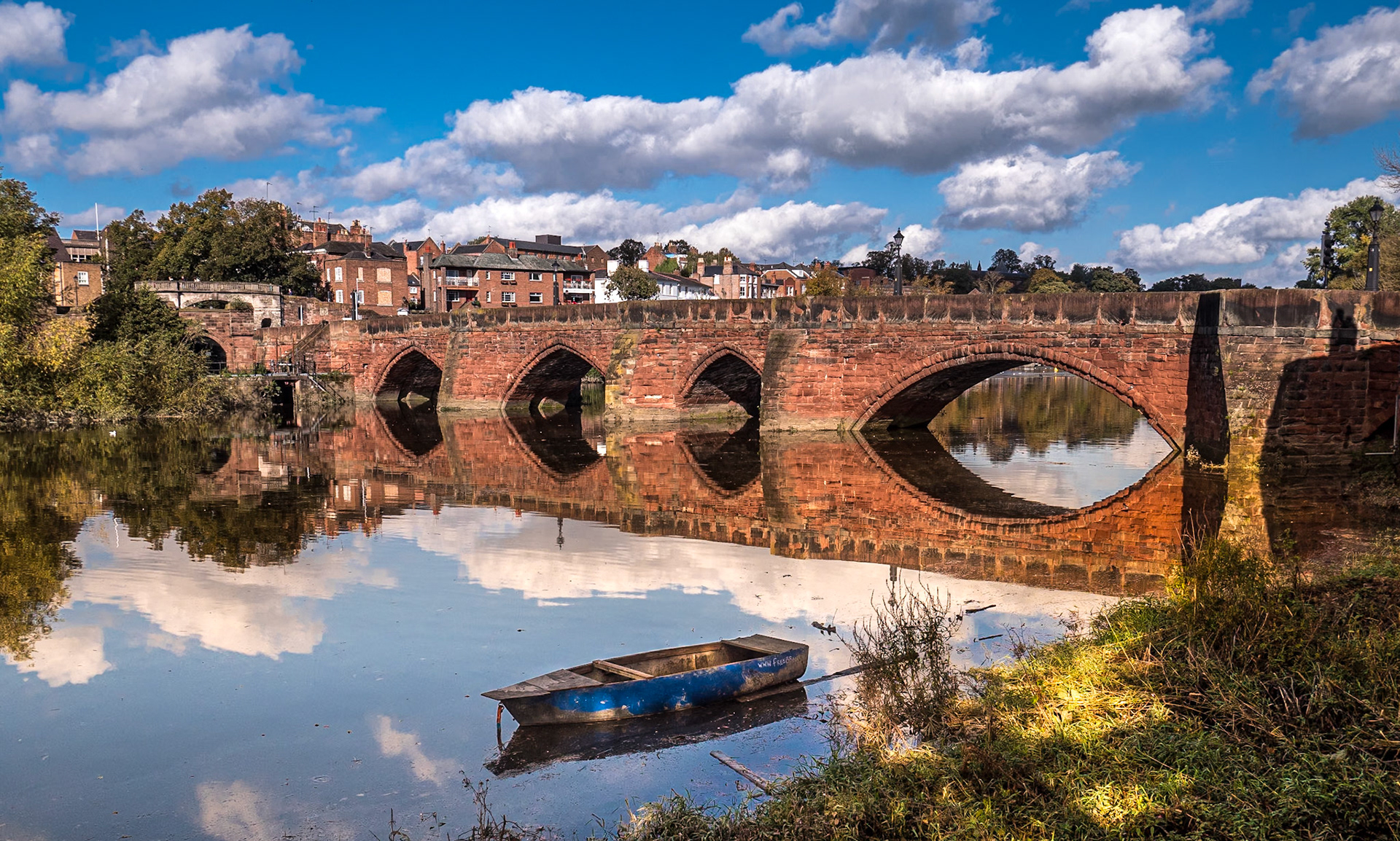 Old Dee Bridge, from Edgar's Field Park, Chester, 13 Oct 2022