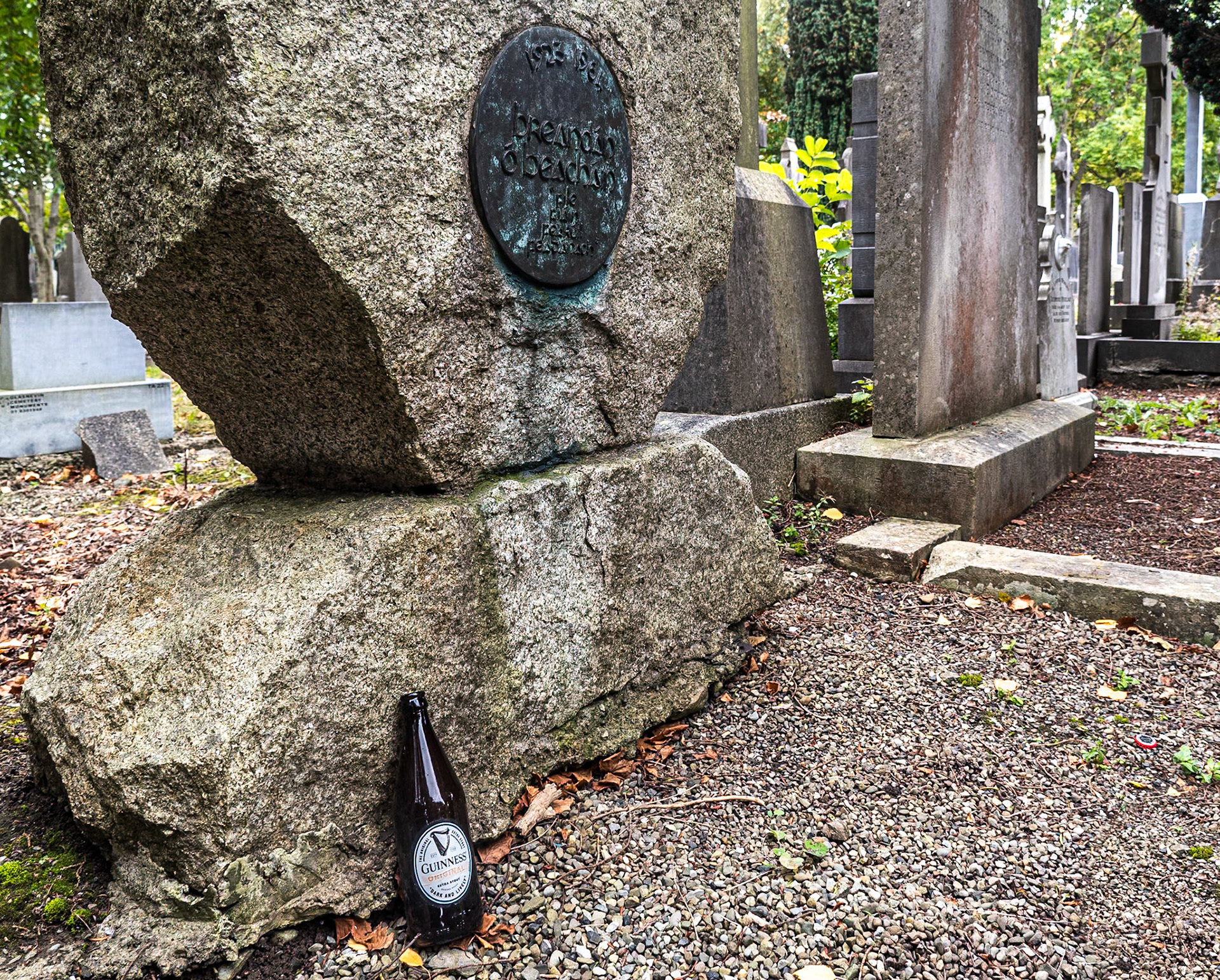 Brendan Behan's grave, Glasnevin Cemetery, Dublin, 13 Oct 2020