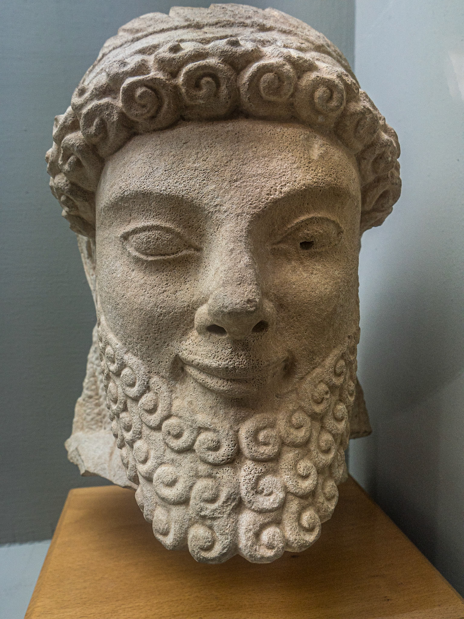 Limestone male head wearing a wreath, 6C BC, The Cyprus Museum, Nicosia, 18 Feb 2025