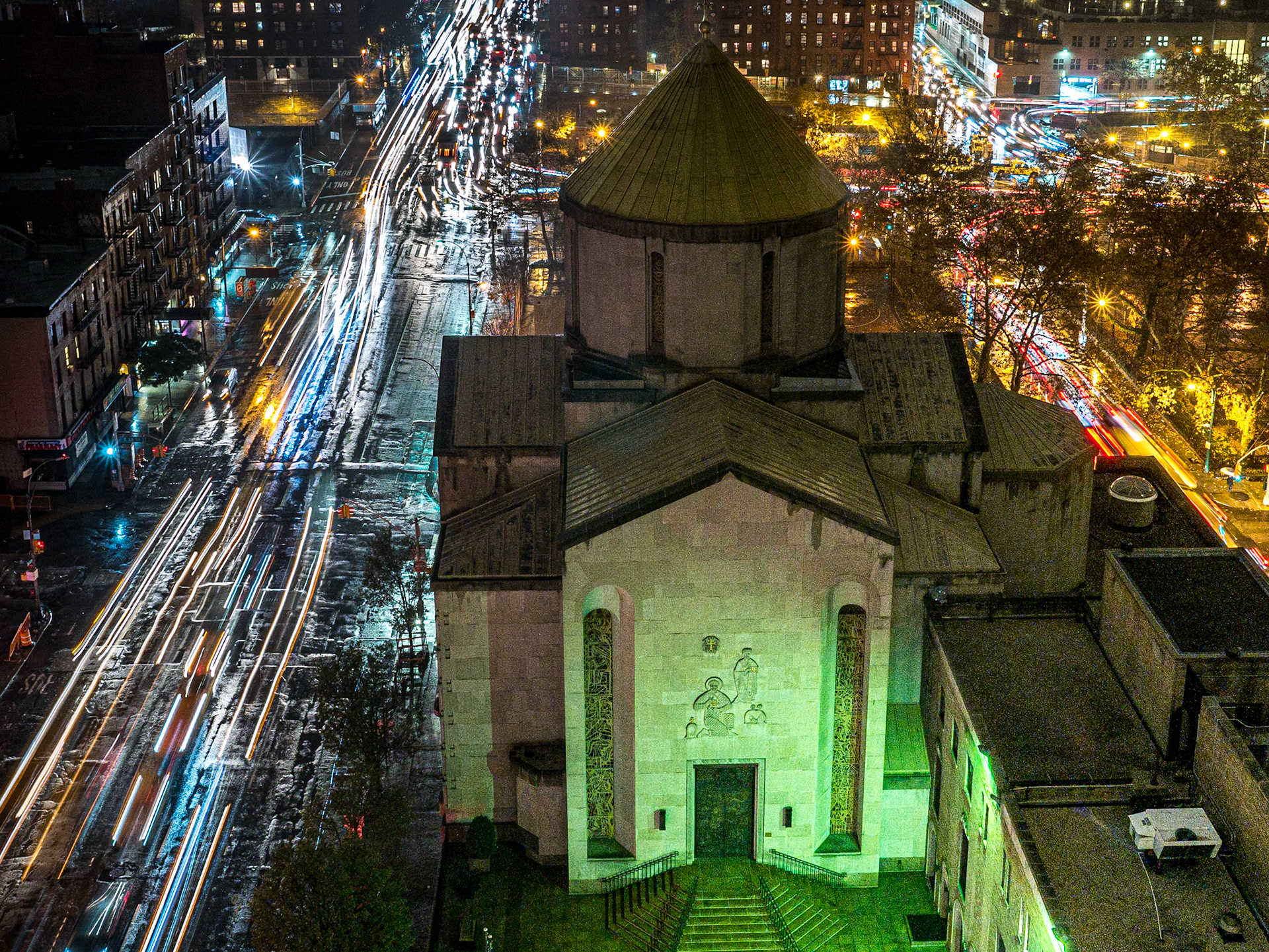 Armenian cathedral from 34th St apartment, Manhattan, 19 Nov 2015