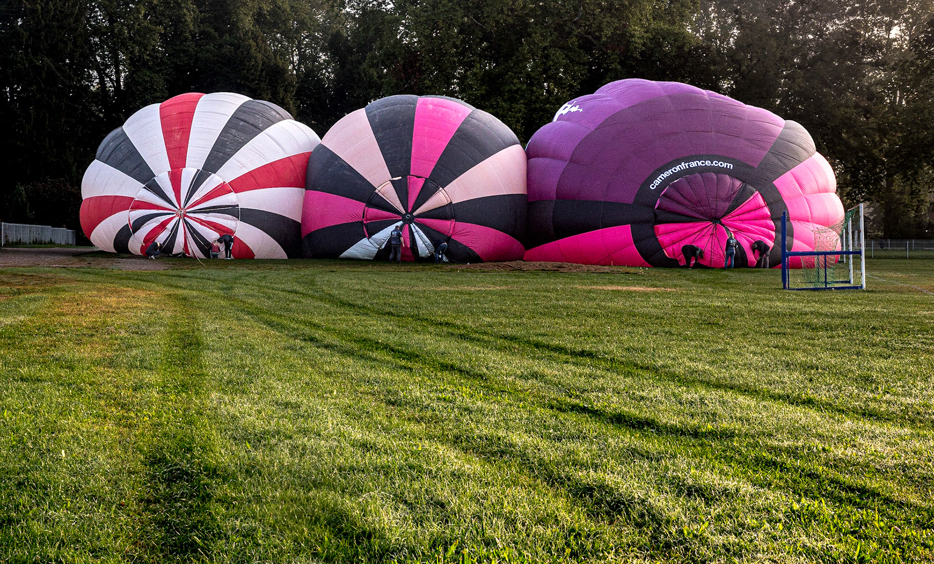 Preparing for hot air balloon ride, Dole, France, 12 Sep 2021