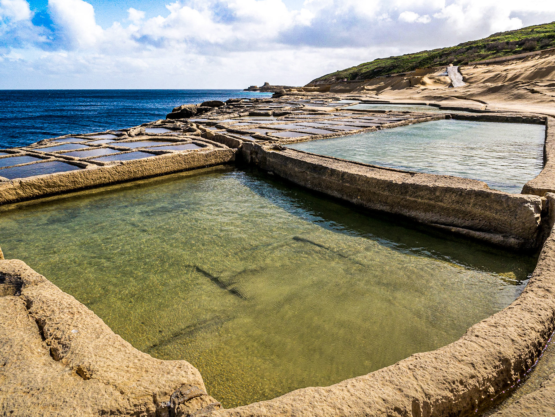 Salt pans near Xwejni Bay, Gozo, 22 Feb 2015