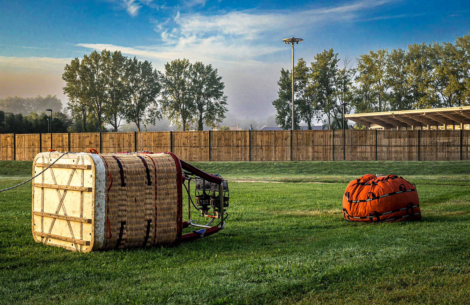 Preparing for hot air balloon ride, Dole, France, 12 Sep 2021