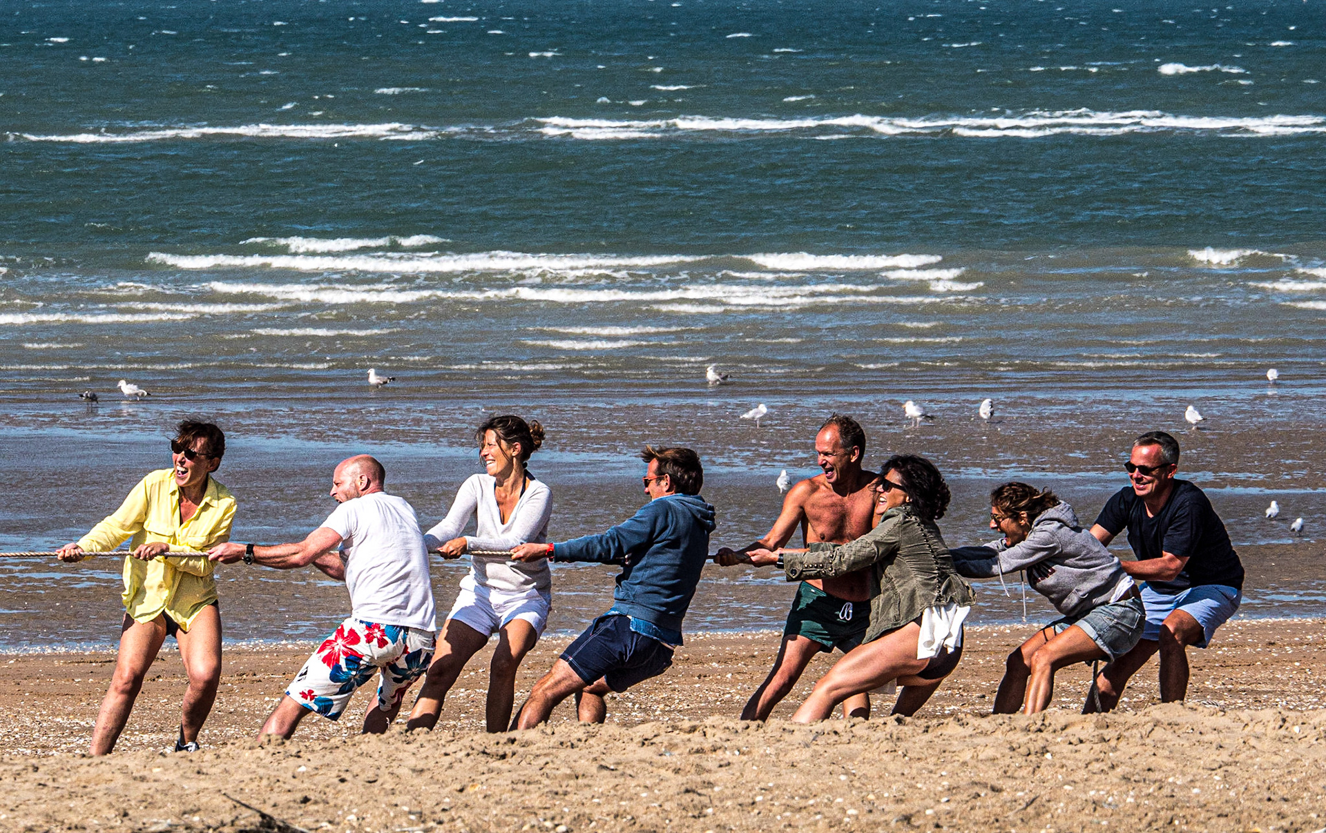 Tug of war, Houlgate, Normandy, 14 Sep 2019