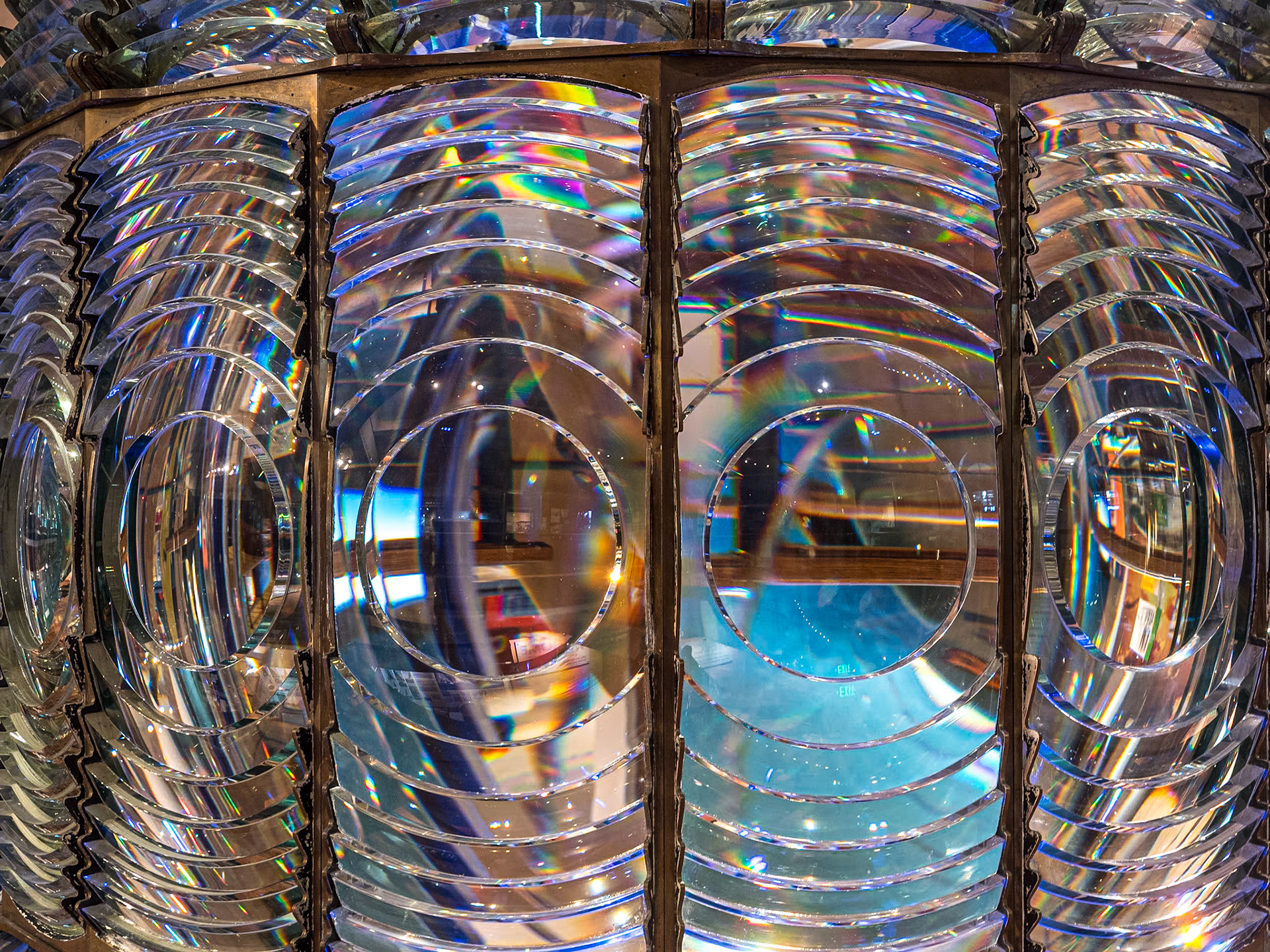 Fresnel lens fom Point Conception lighthouse, Santa Barbara Maritime Museum, California, 23 Jan 2024