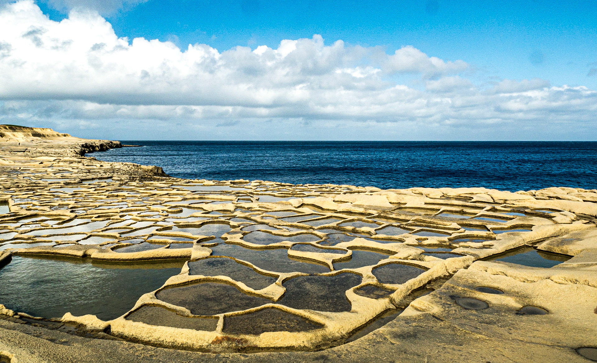 Salt pans near Xwejni Bay, Gozo, 22 Feb 2015