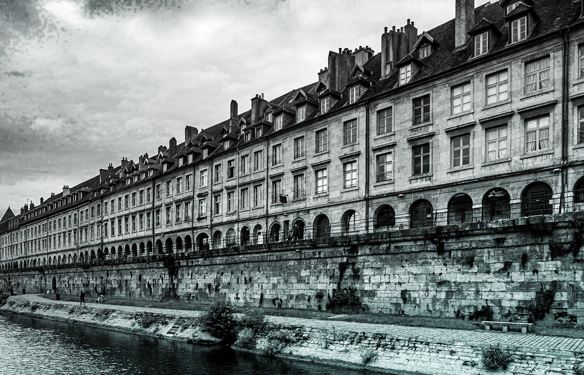 Quai Vauban, Besançon, from a boat on the Doubs river, 24 Sep 2019