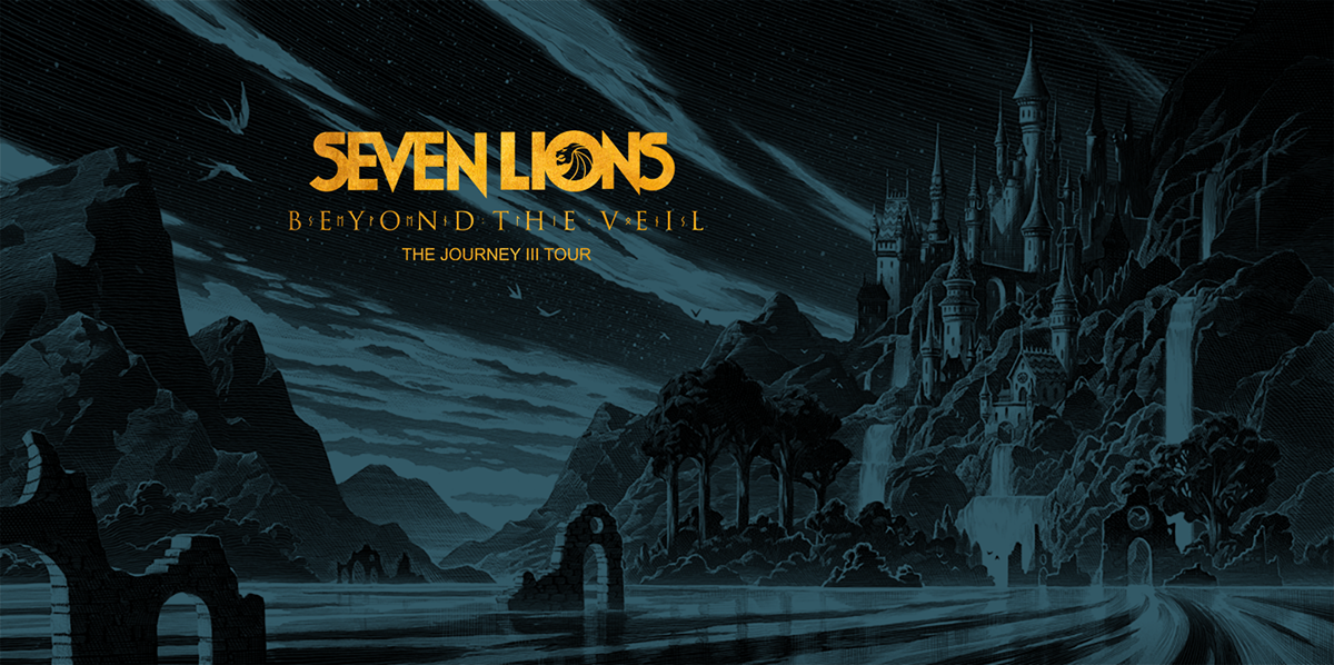 Concert stage backdrop visuals for Seven Lions tour, created by Daniel Jung of Lycaan Creative Agency for Ophelia Records.