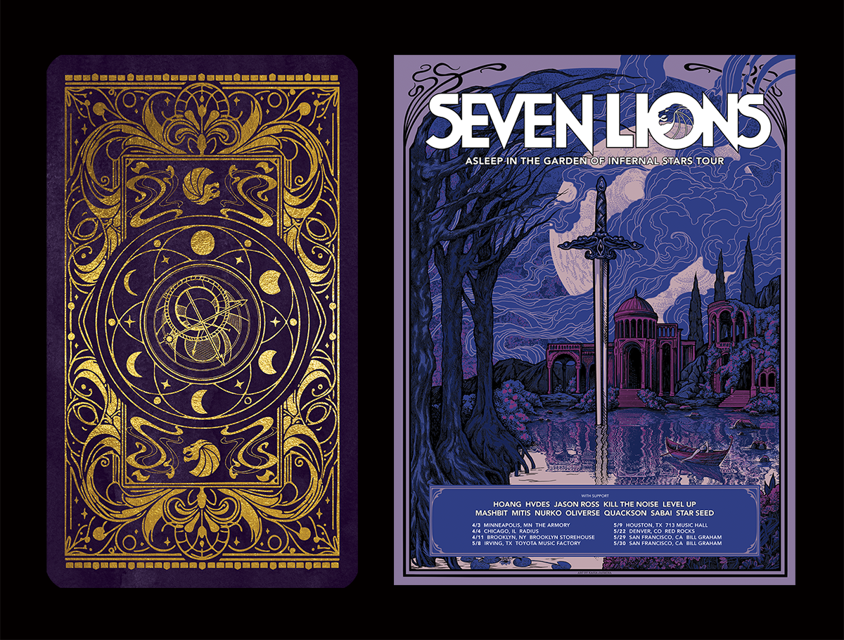 Tour and release visual branding for Seven Lions and Ophelia Records, led by Daniel Jung of Lycaan Creative Agency.