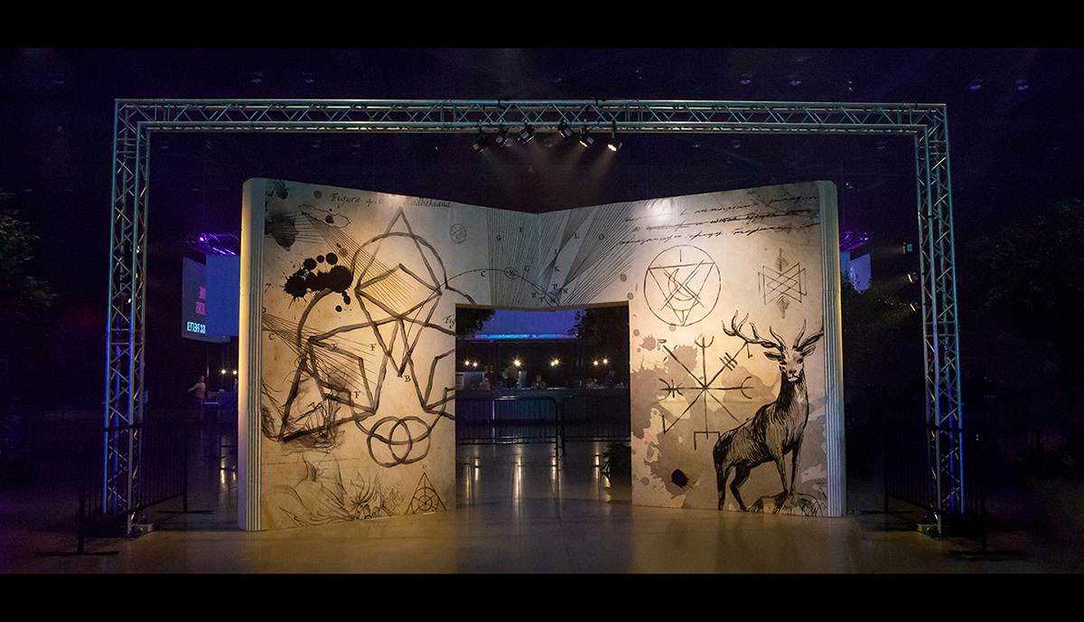 Stage production visuals, logo design, and merch artwork for Chronicles Music Festival, created by Daniel Jung of Lycaan Creative Agency.