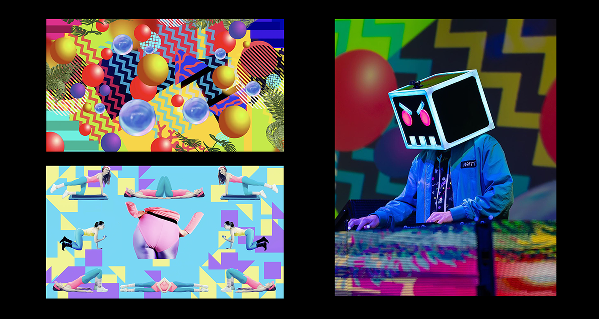 Concert visuals, tour branding, and merchandise design for Barely Alive, created by Daniel Jung of Lycaan Creative Agency.