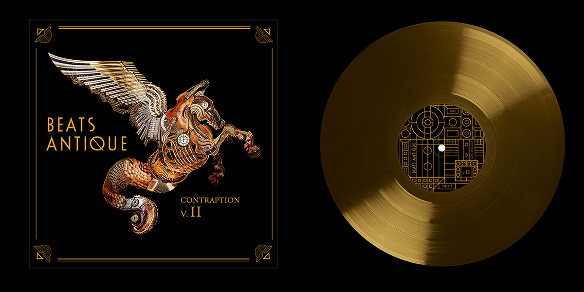 Illustrated album artwork and promotional materials for Beats Antique, designed by Daniel Jung of Lycaan Creative Agency.