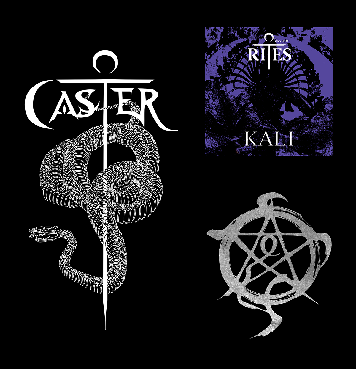 Single artwork, live show visuals, and promotional merch graphics for Caster, designed by Daniel Jung of Lycaan Creative Agency.