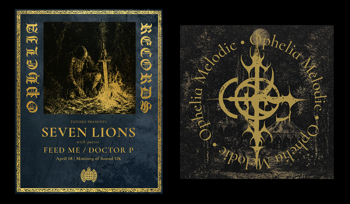 Event branding, stage graphics, and merch visuals for Ophelia Records concerts and festivals, developed by Daniel Jung of Lycaan Creative Agency.