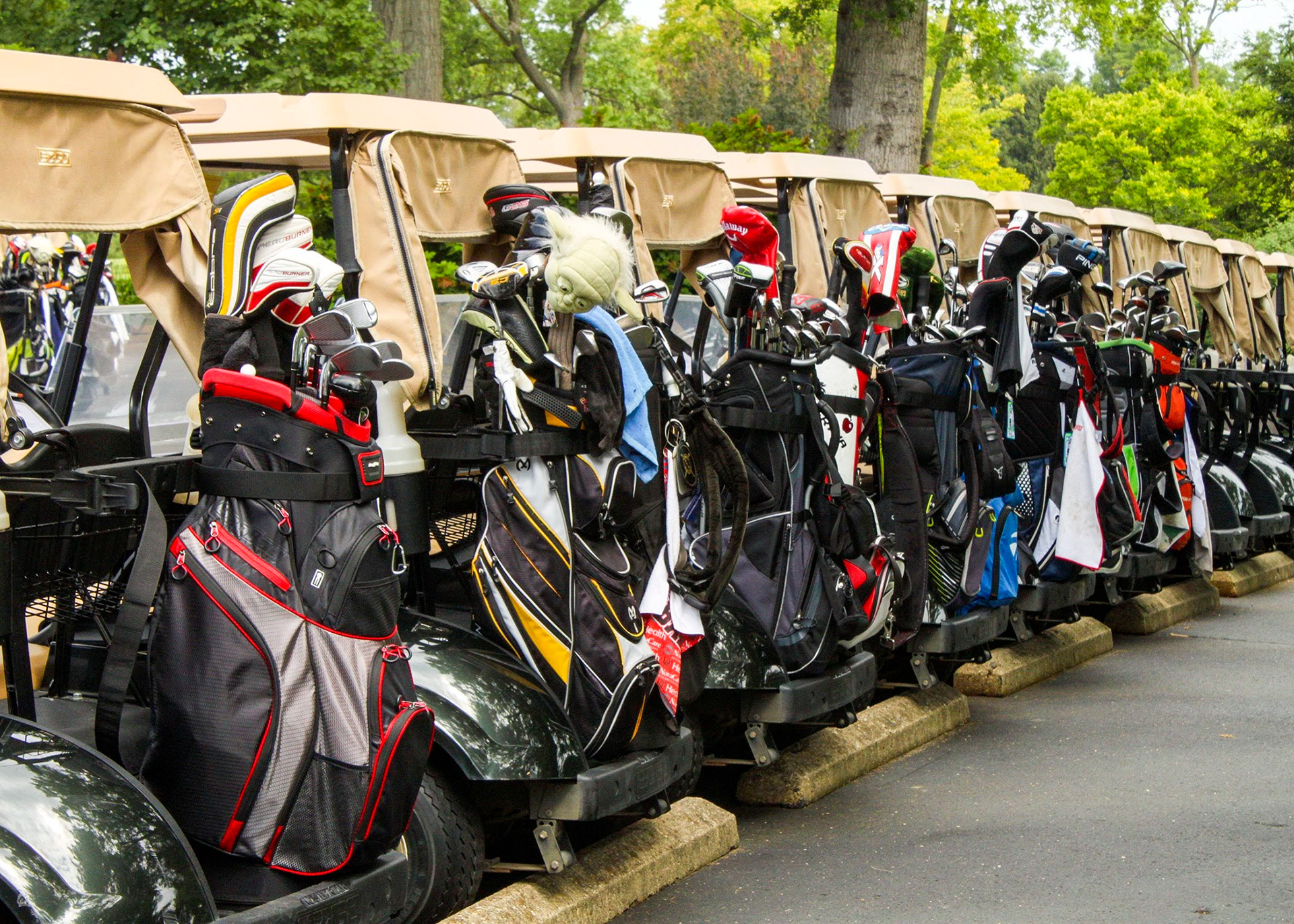 Golf Carts lined up at Dan Beard Golf Classic