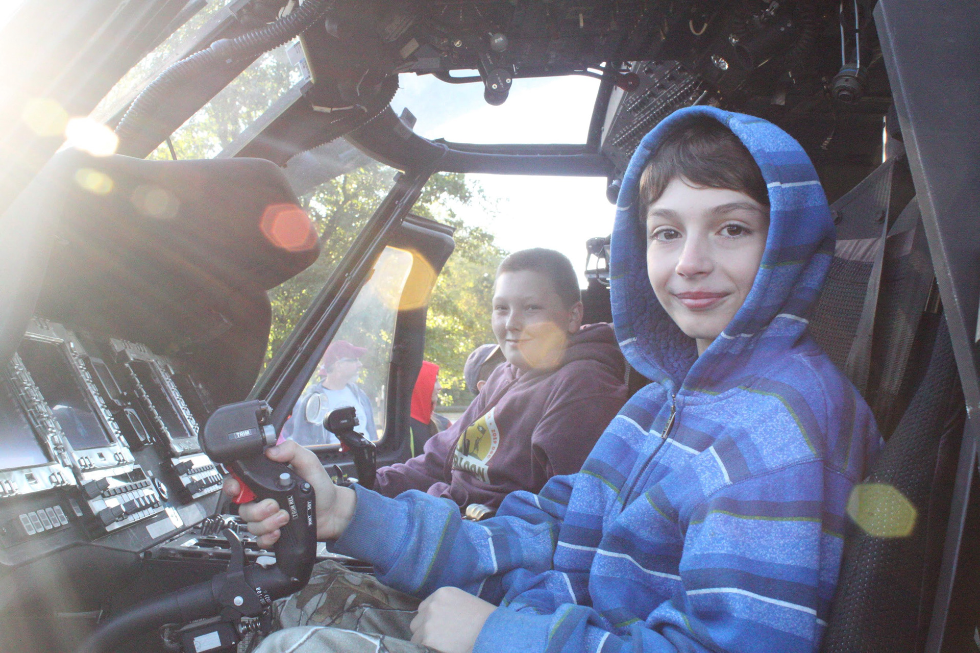 Scouts Exploring a Blackhawk Helicopter at Peterloon
