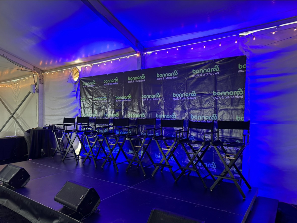 Press tent all set for panels and interviews!