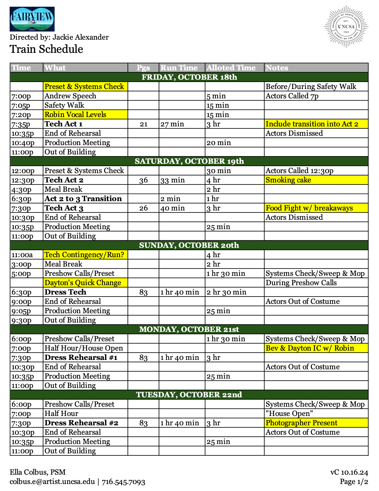 "Fairview" Train Schedule