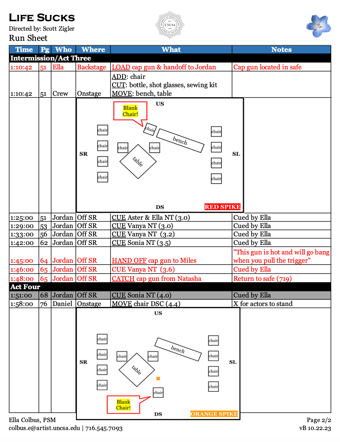 "Life Sucks" Run Sheet