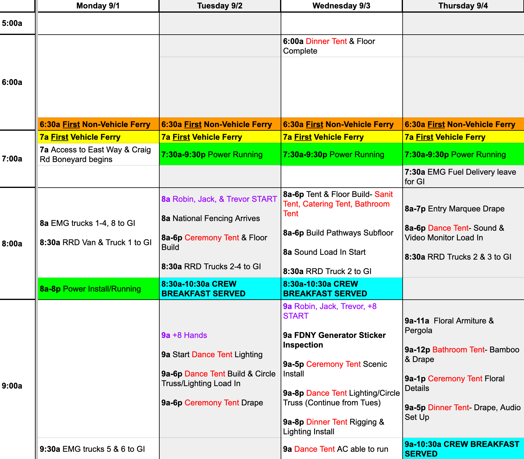 Schedule sneak peek.