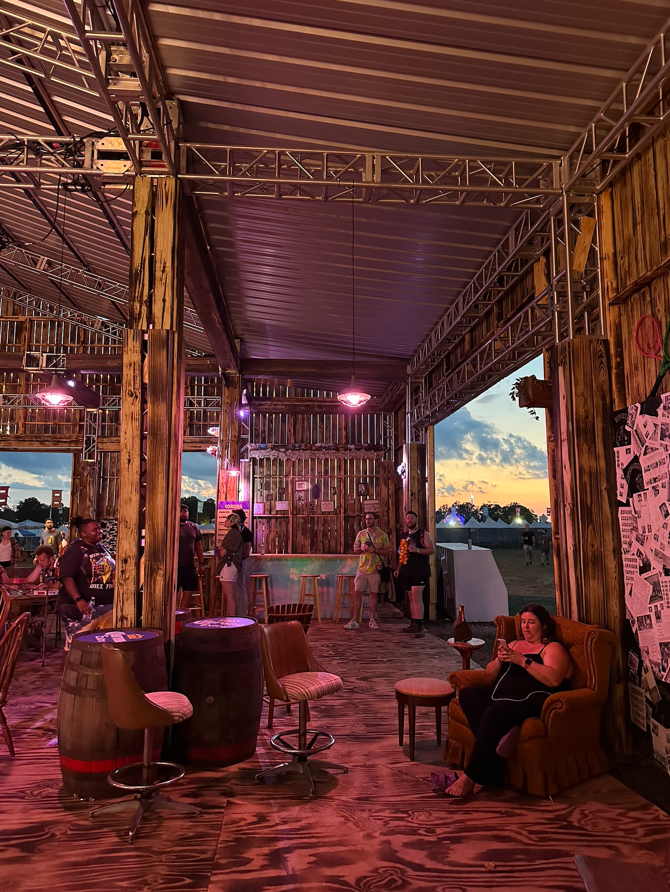 Sunset at "Galactic Giddy-Up" during an alien dance party!