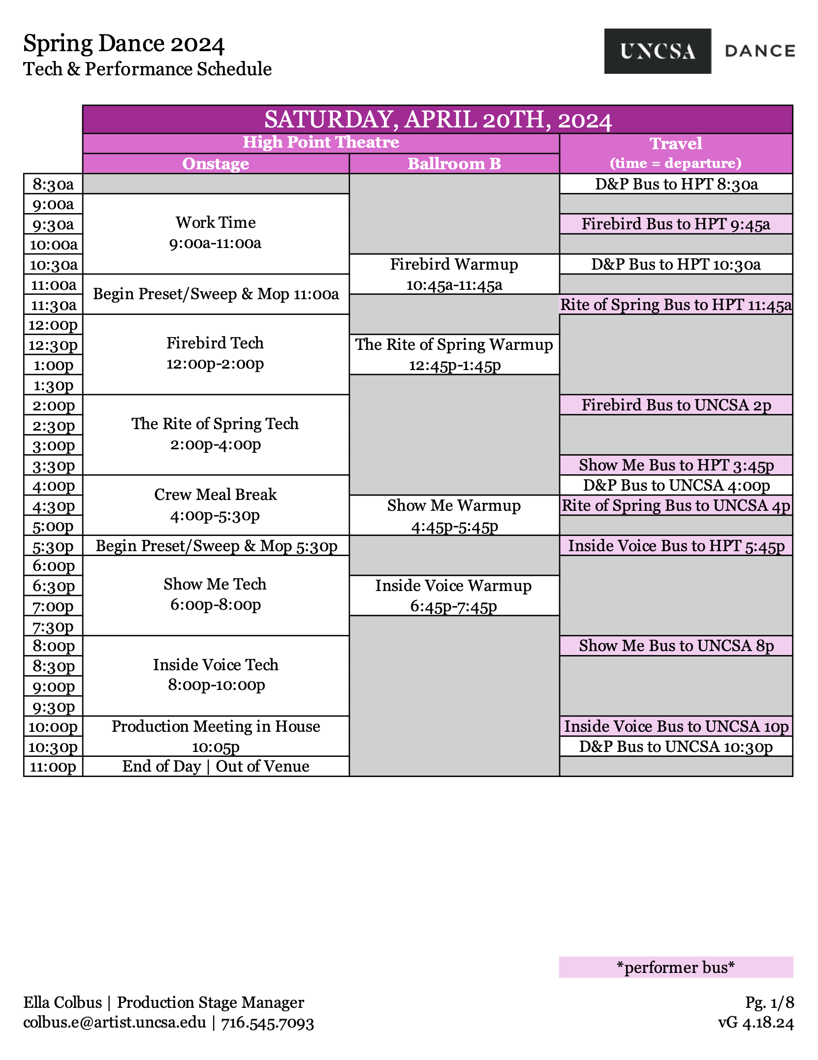 Schedule from the 1st Day of Tech