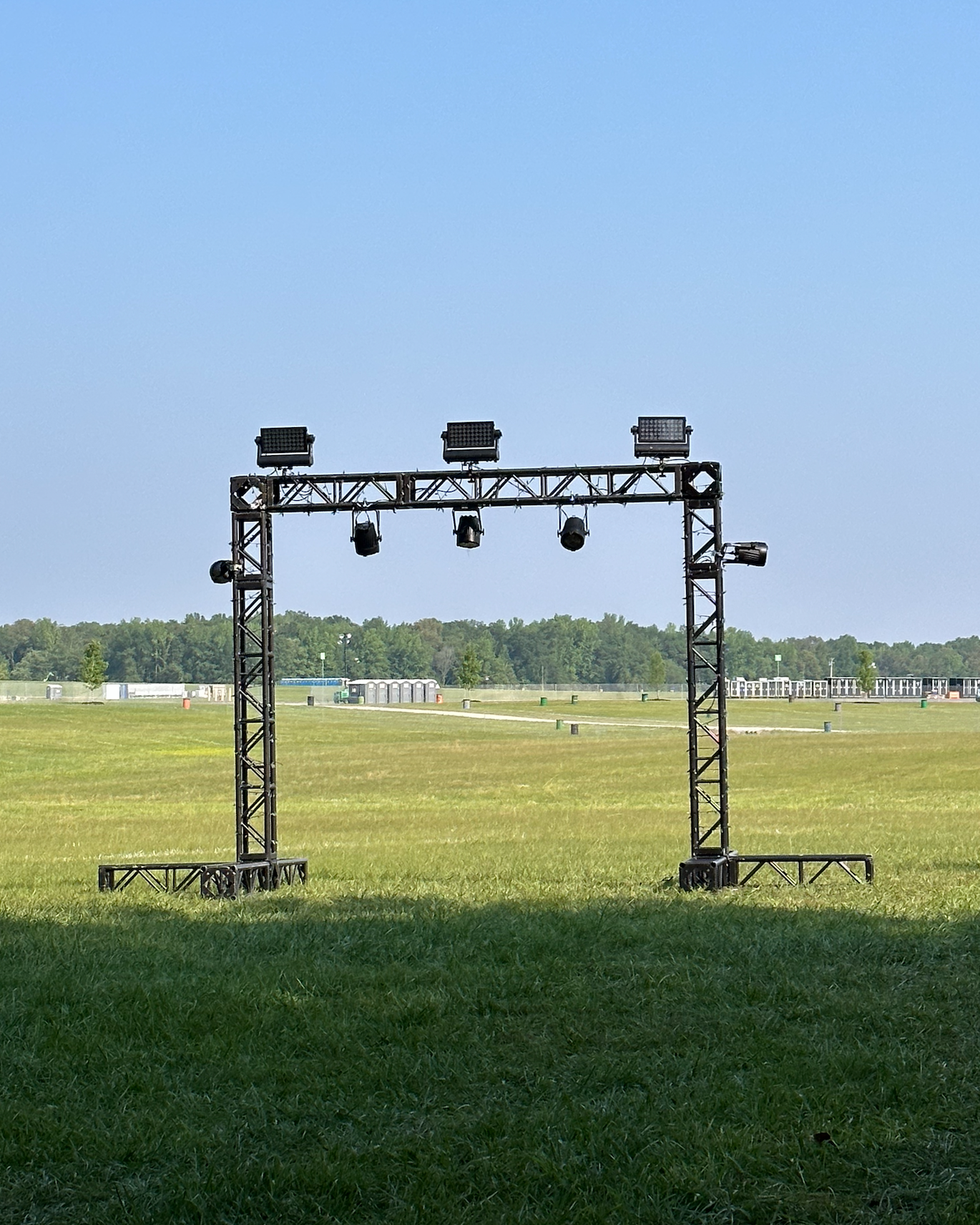 A truss structure near "The Grove" featuring some Chauvet Colorados and Elation Paladins!