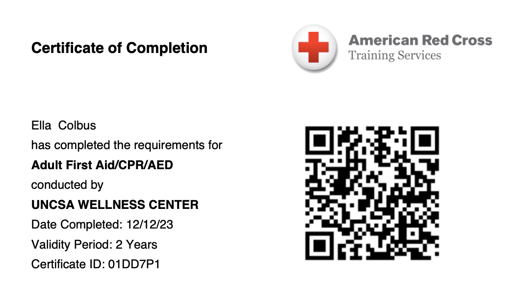 Red Cross First Aid/CPR/AED Certification