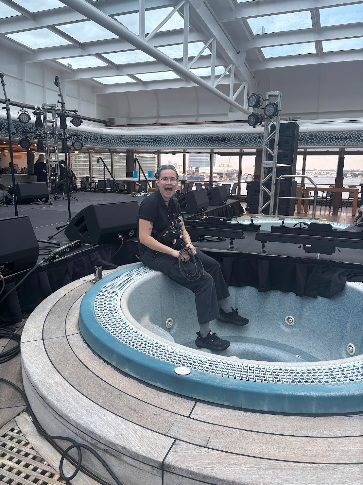 Load-in or hot tub?