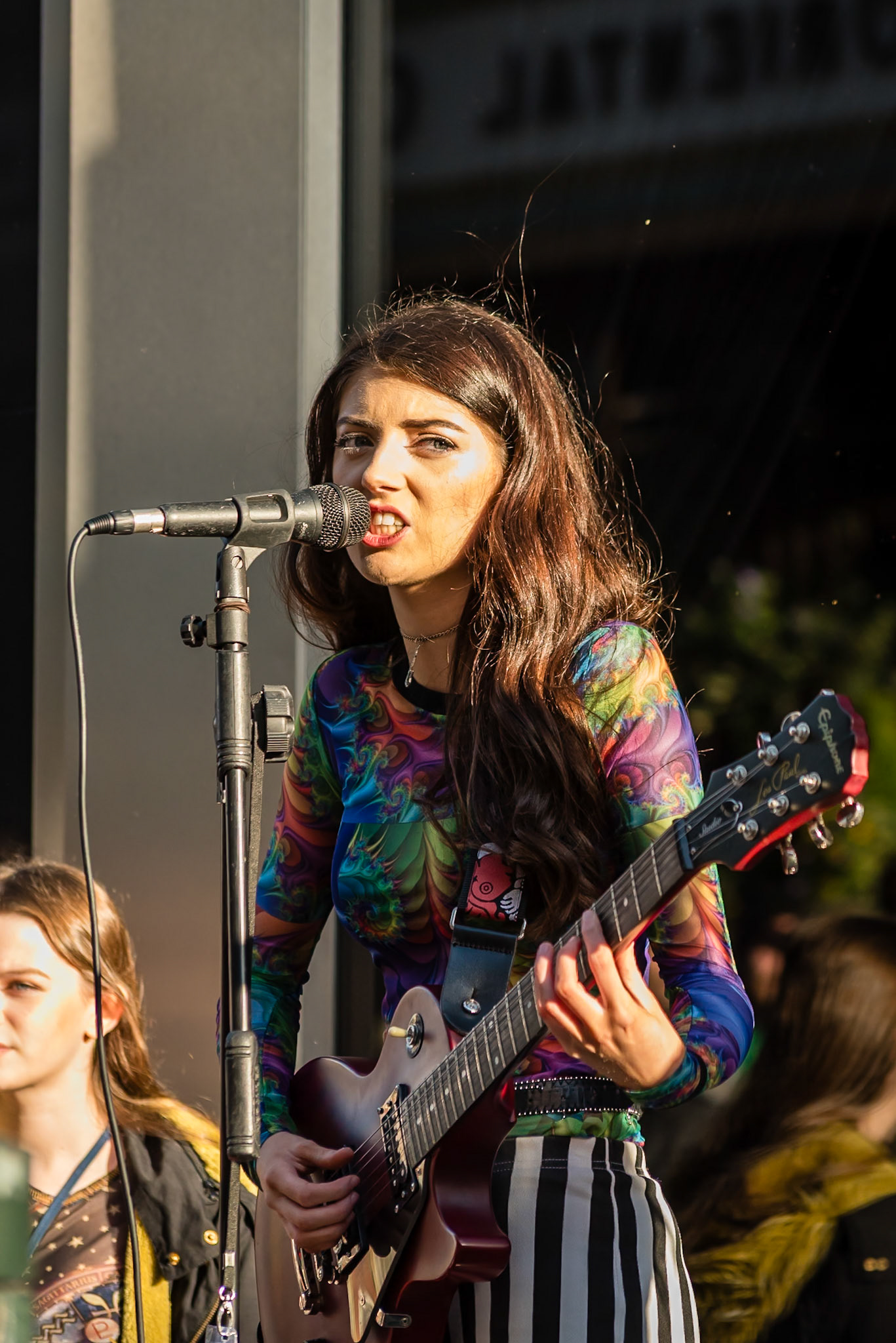 Dublin, Ireland. 28th November, 2018. Dea Matrona Busking in Grafton Street great Pop/Rock girls band. Featuring: Mollie McGinn Orlaith Forsythe Mamie McGinn Credit: Fabrice Jolivet
