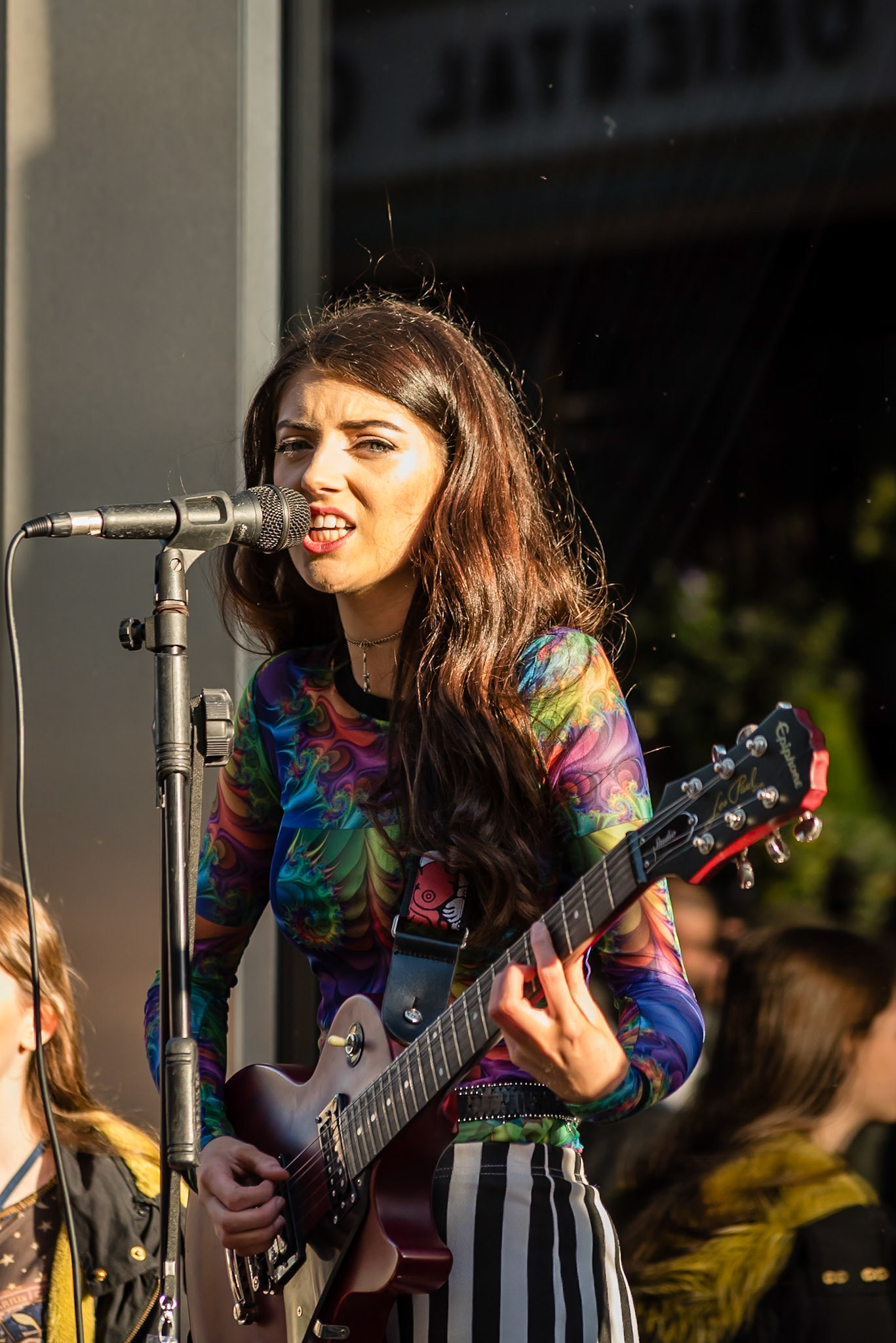 Dublin, Ireland. 28th November, 2018. Dea Matrona Busking in Grafton Street great Pop/Rock girls band. Featuring: Mollie McGinn Orlaith Forsythe Mamie McGinn Credit: Fabrice Jolivet