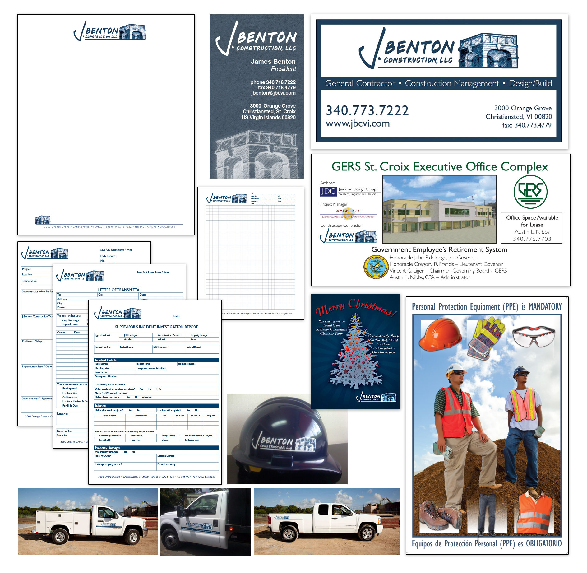 Based off of St. Croix and serving the US Virgin Islands, J. Benton Construction aspires to set the gold standard for construction contractors in the area. The JBC portfolio of projects aim to illustrate the high quality of thier work. Other characteristics of the company’s brand that are important to portray are attention to detail, clean and precise design, and professional results.