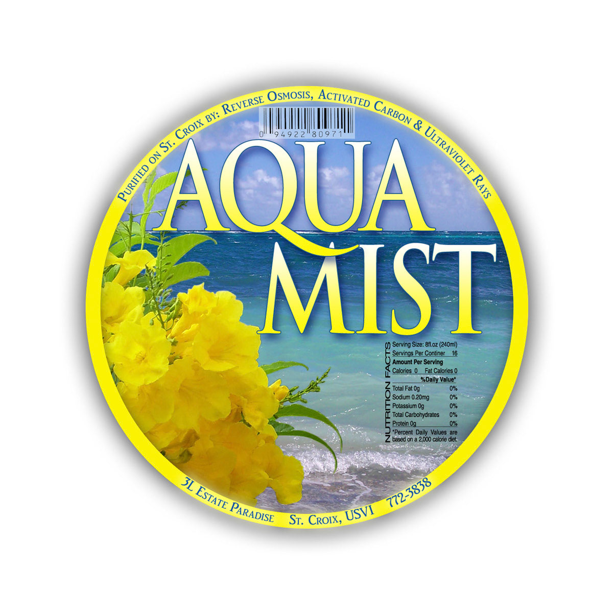 Aqua Mist – 1 Gallon Water Label