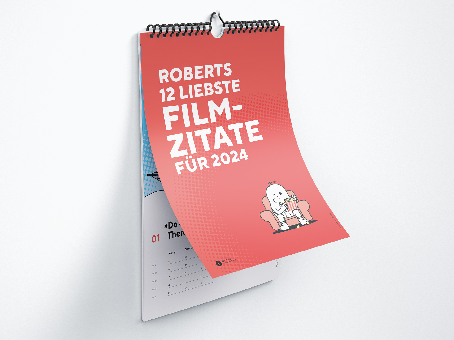 Illustrierter Wandkalender zum Thema berühmte Filmzitate mit der Figur Robert