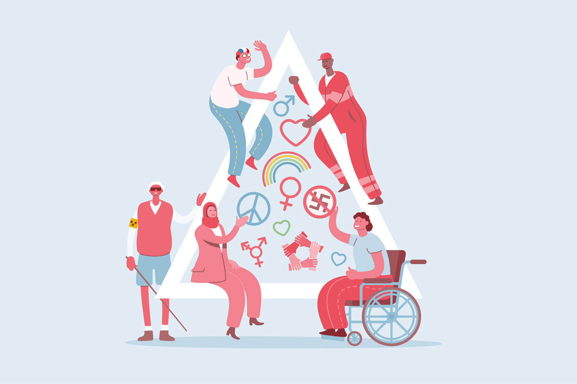 Illustration diverser Charaktere zum Thema „IG Metall ist bunt“