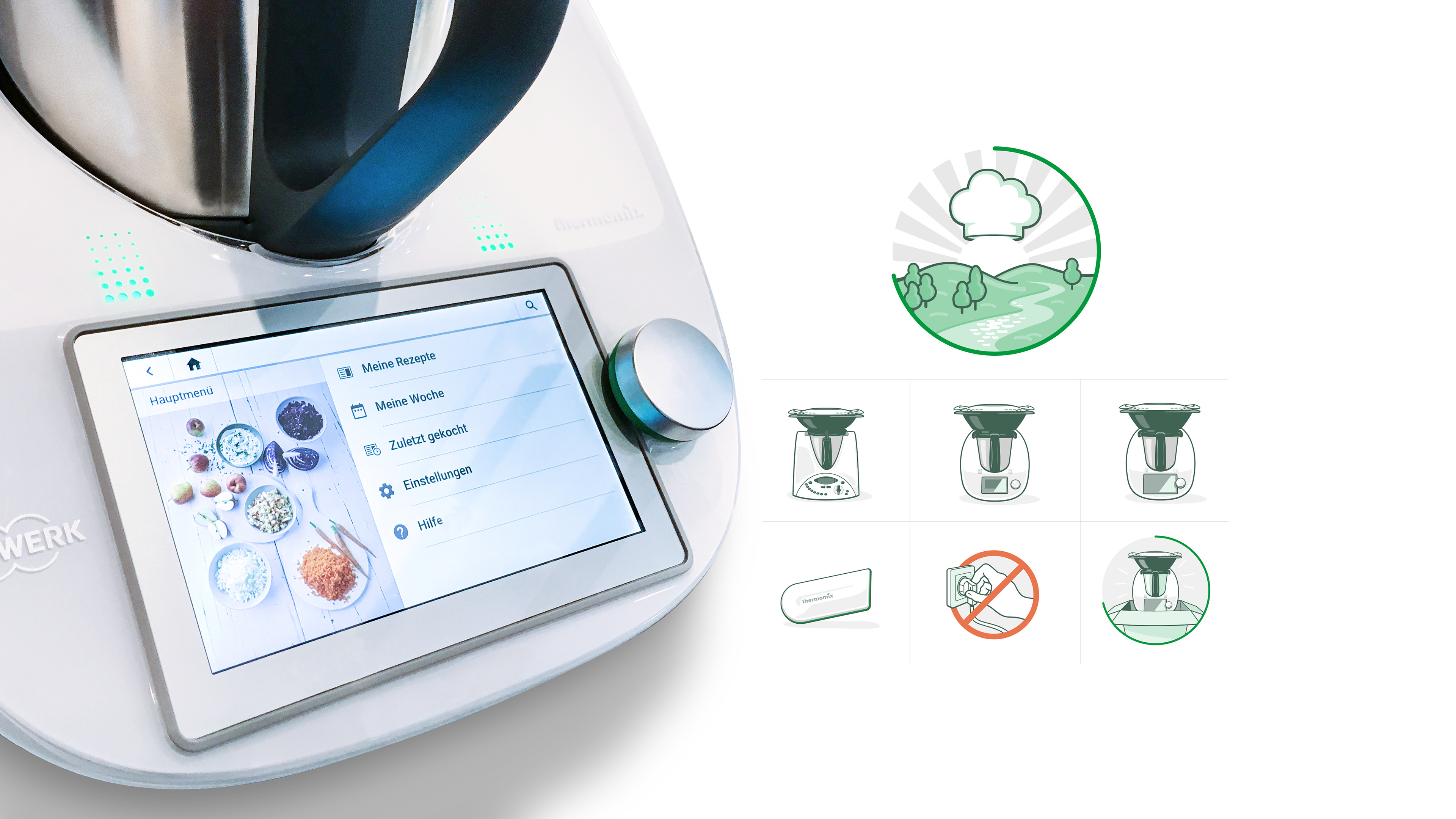 Eine Serie von Piktogrammen für die Kochrezepte-Plattform COOKIDOO des Vorwerk Thermomix