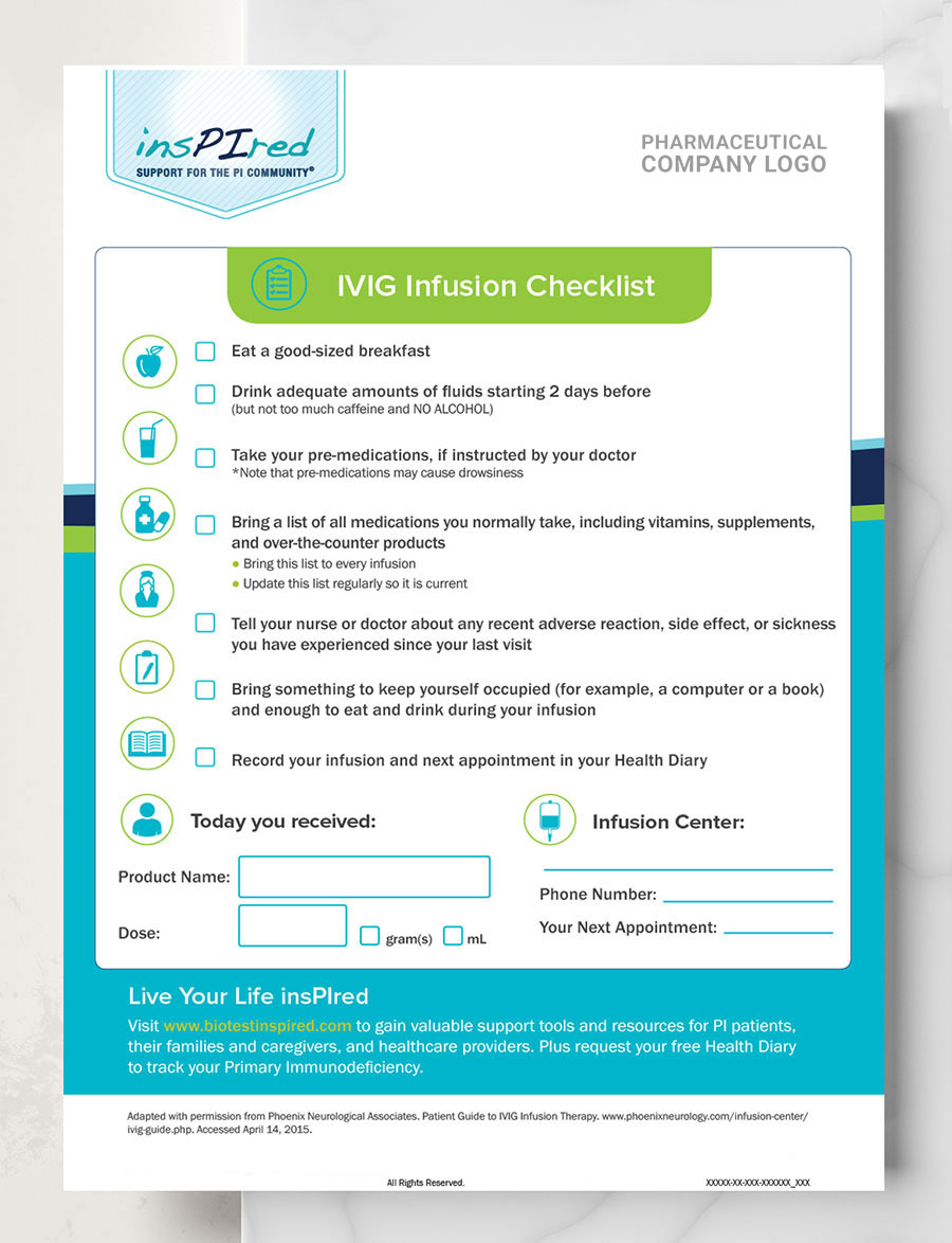 Patient CRM Program: Infusion Checklist Tearpad